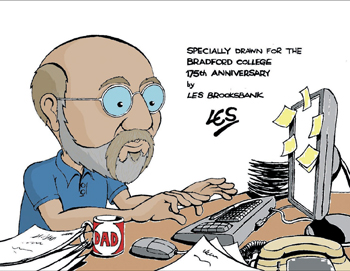 Cartoon self portrait by Les Brooksbank